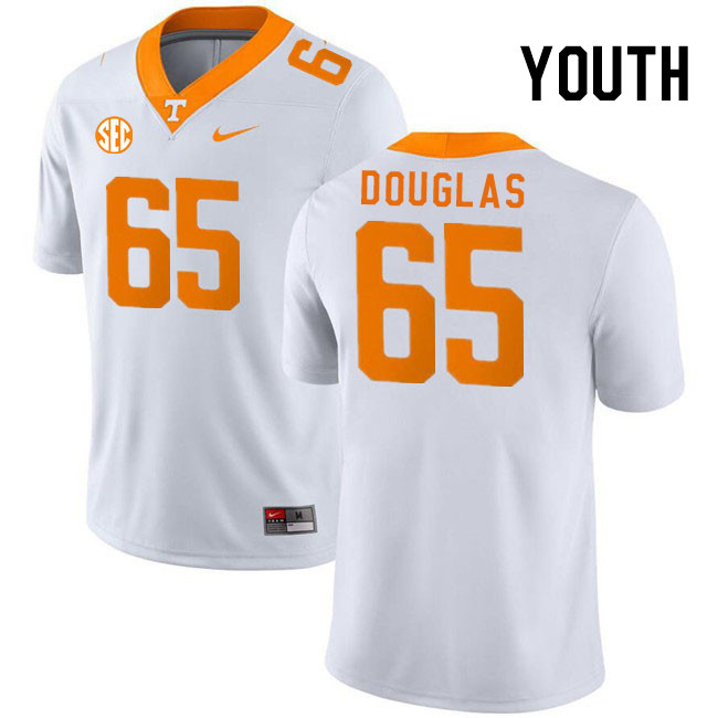 Youth #65 Camron Douglas Tennessee Volunteers College Football Jerseys Stitched Sale-White